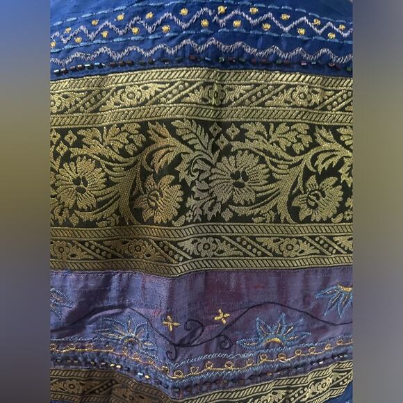 Vtg 90s Chicos Silk Artsy Boho Metallic Striped Glam Button Eclectic Jacket M - Picture 6 of 7